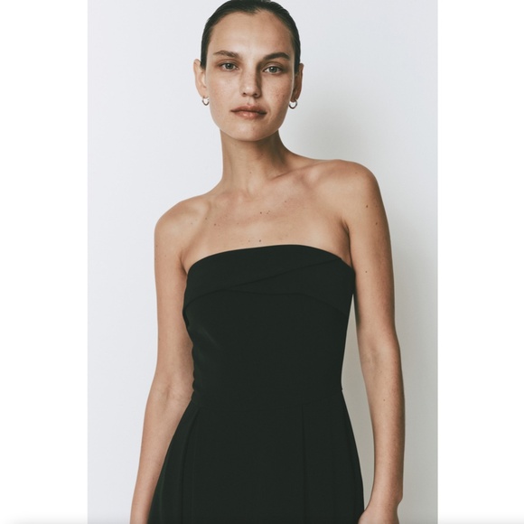 485. RUE SOPHIE Belle Strapless Black Midi Tea Dress $218 EUC Small - Picture 3 of 4